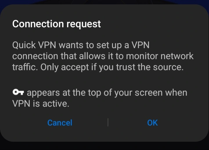 Demande de connexion Quick-VPN